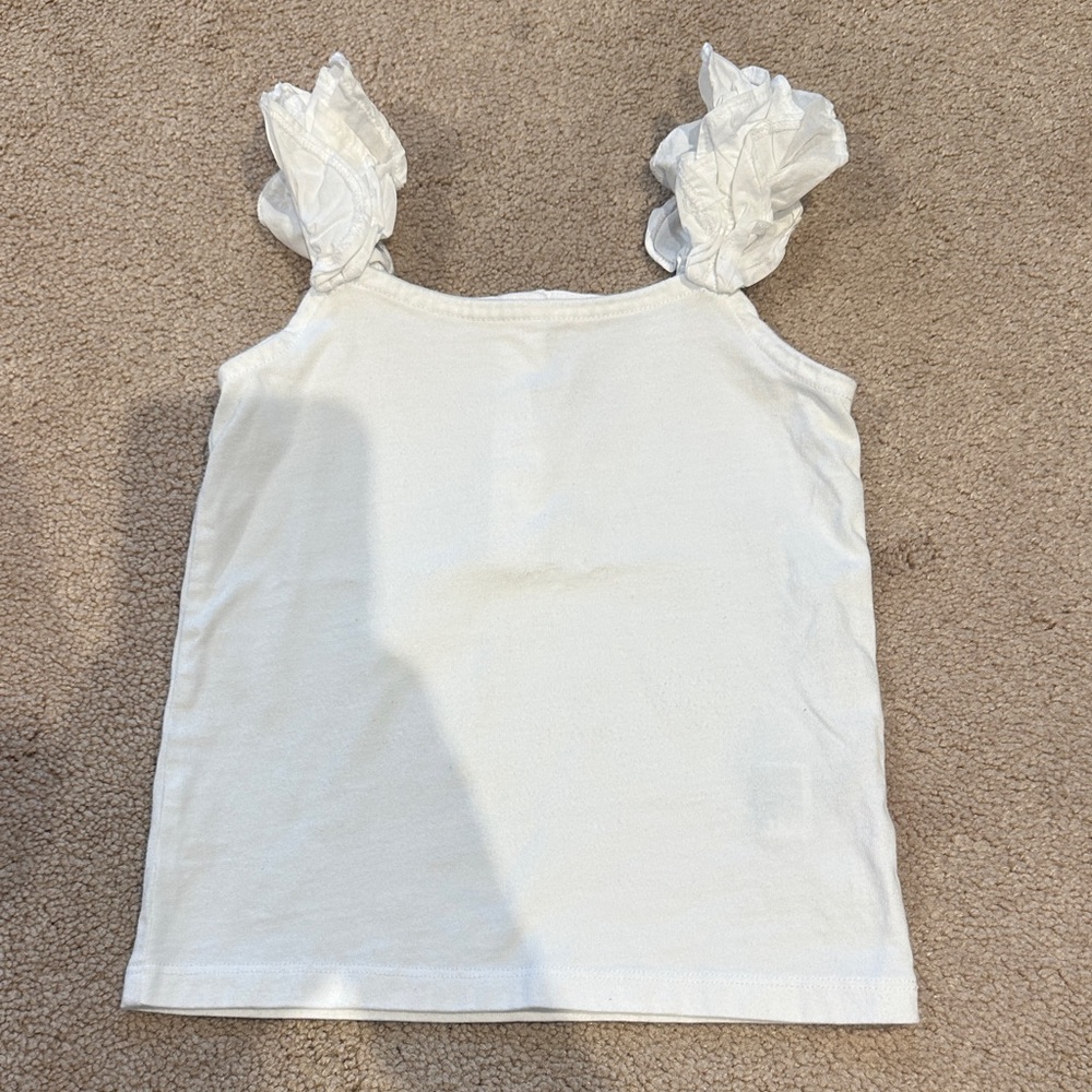 Janie and Jack White Ruffle Strap Tank Top